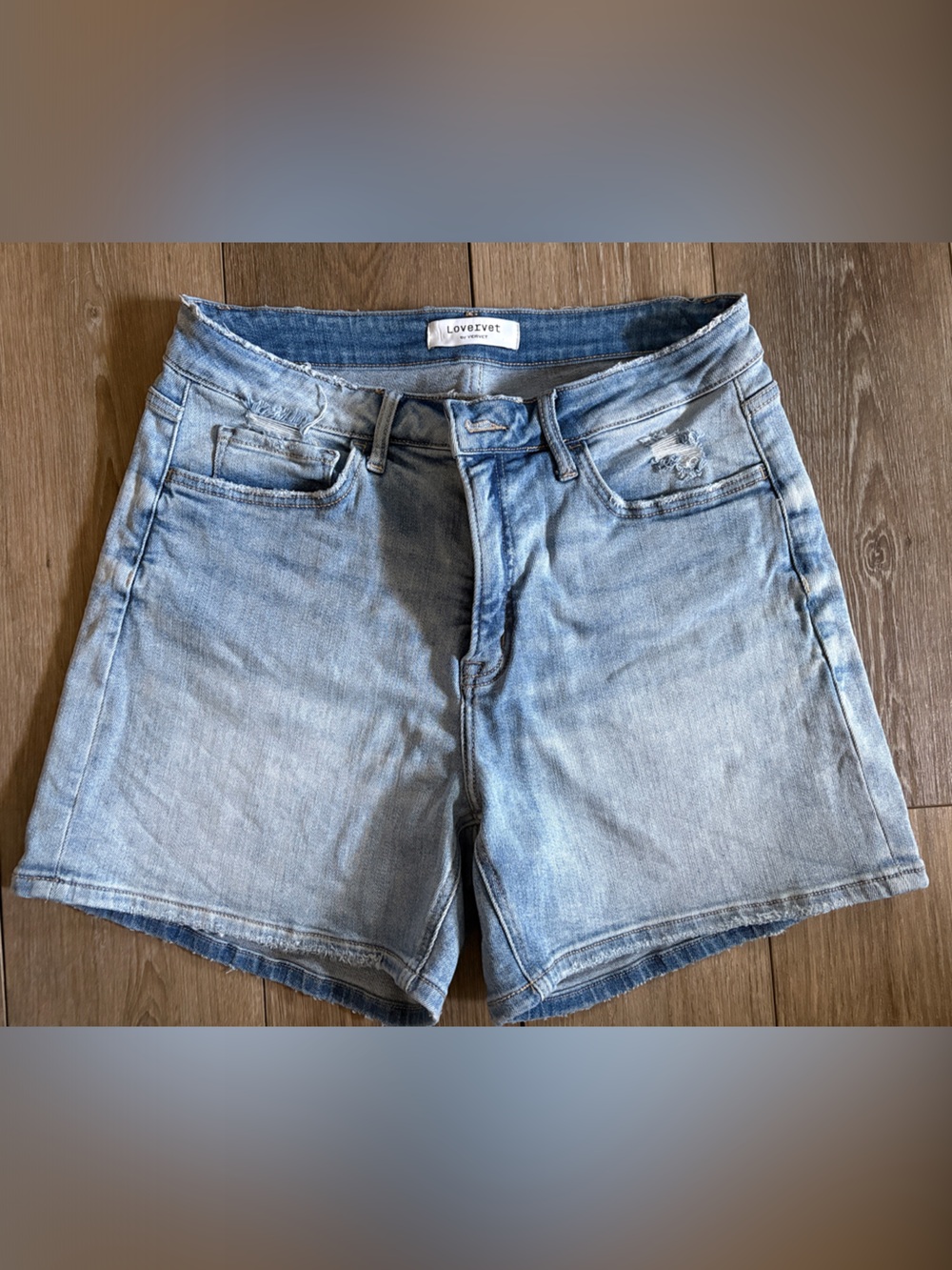 Lovevery Light Blue High-Rise Denim Shorts